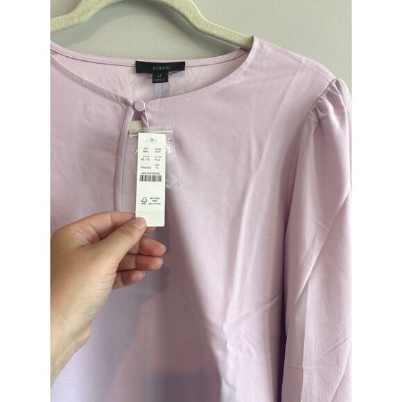 NWT J.Crew Puff-Sleeve Satin Back Crepe Top In Lavender Size Large Tall - Picture 3 of 5